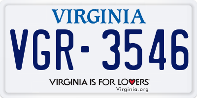 VA license plate VGR3546