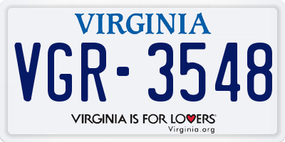 VA license plate VGR3548