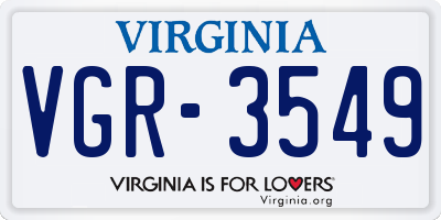 VA license plate VGR3549