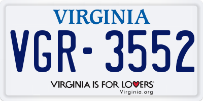 VA license plate VGR3552