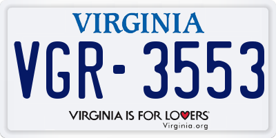 VA license plate VGR3553