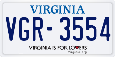 VA license plate VGR3554