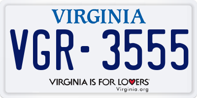 VA license plate VGR3555