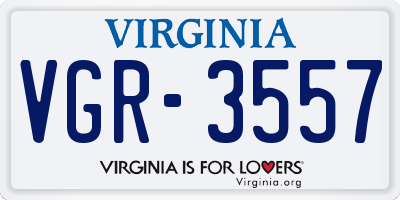 VA license plate VGR3557