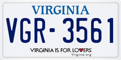 VA license plate VGR3561