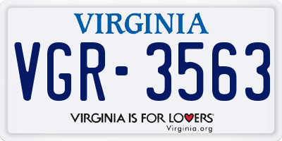 VA license plate VGR3563