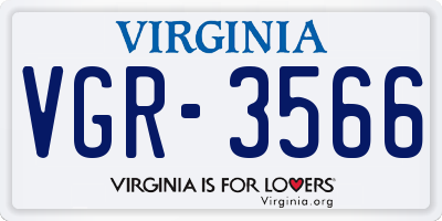 VA license plate VGR3566