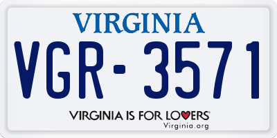 VA license plate VGR3571