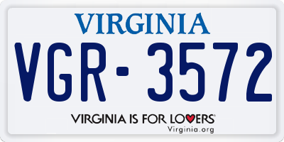 VA license plate VGR3572