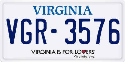 VA license plate VGR3576