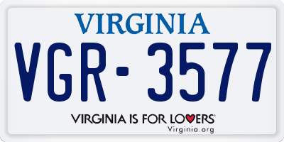 VA license plate VGR3577