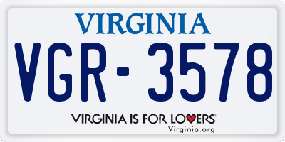 VA license plate VGR3578