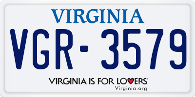 VA license plate VGR3579