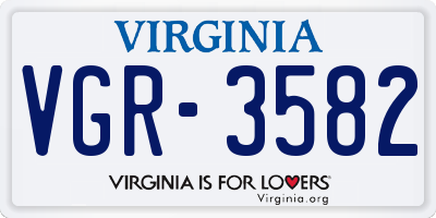 VA license plate VGR3582