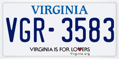 VA license plate VGR3583