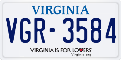 VA license plate VGR3584