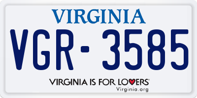 VA license plate VGR3585