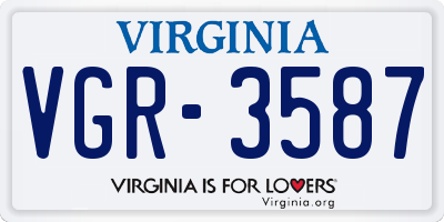 VA license plate VGR3587