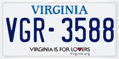 VA license plate VGR3588