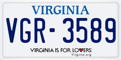VA license plate VGR3589