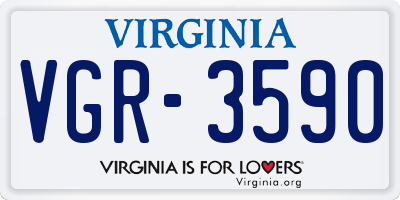 VA license plate VGR3590