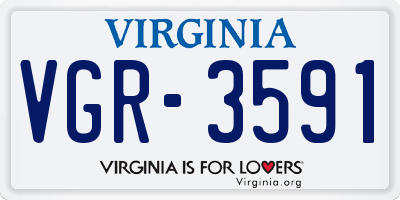 VA license plate VGR3591