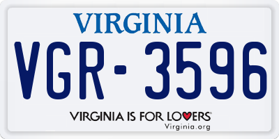 VA license plate VGR3596