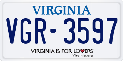 VA license plate VGR3597