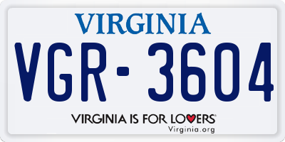 VA license plate VGR3604