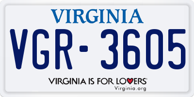 VA license plate VGR3605