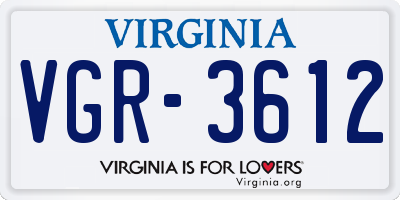 VA license plate VGR3612