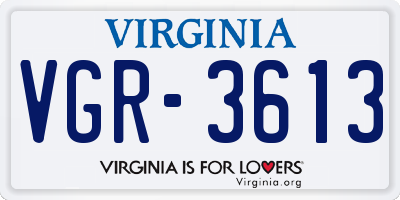 VA license plate VGR3613