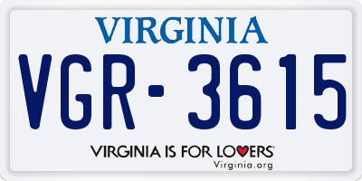 VA license plate VGR3615