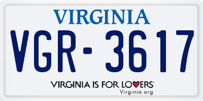 VA license plate VGR3617