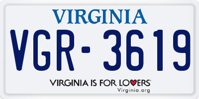 VA license plate VGR3619