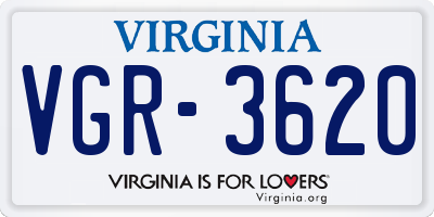 VA license plate VGR3620