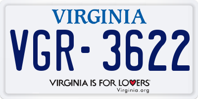 VA license plate VGR3622