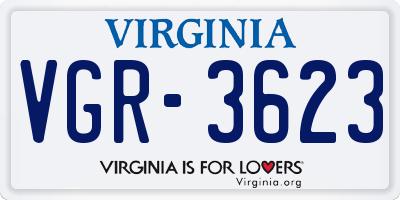VA license plate VGR3623