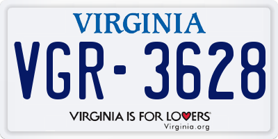 VA license plate VGR3628
