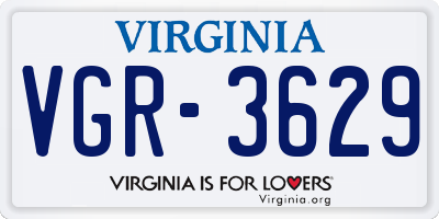 VA license plate VGR3629