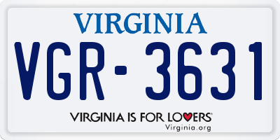 VA license plate VGR3631