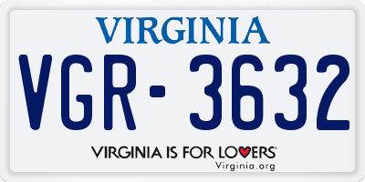 VA license plate VGR3632