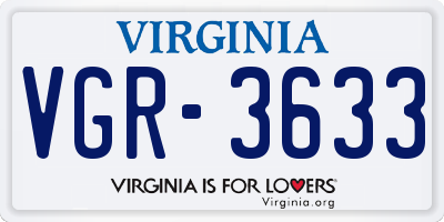 VA license plate VGR3633