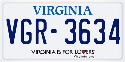 VA license plate VGR3634