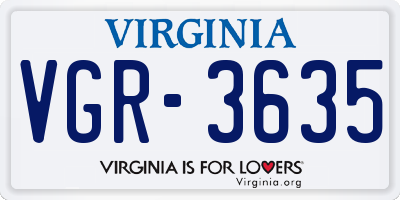 VA license plate VGR3635