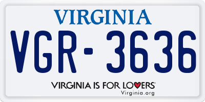 VA license plate VGR3636