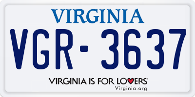 VA license plate VGR3637