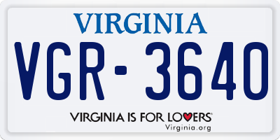 VA license plate VGR3640