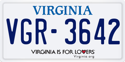 VA license plate VGR3642