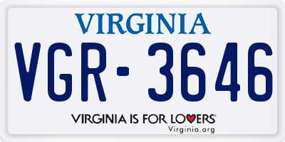VA license plate VGR3646